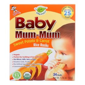 Baby Mum Mum Organic Baby Teeth Rice Rusk Organic Rick Snack With Sweet Potato And Carrot Flavor - Case Of 6 - 1.76 Oz